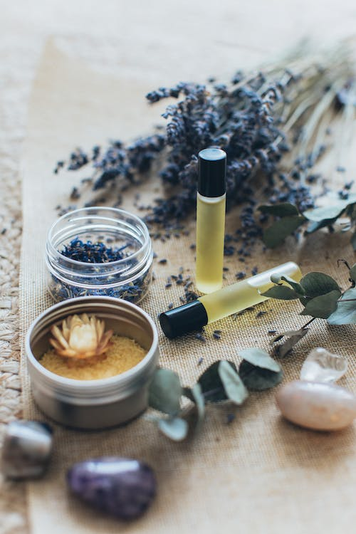 Lavender oils with eucalyptus leaves for that soothing Holiday Essential Oil Blends.