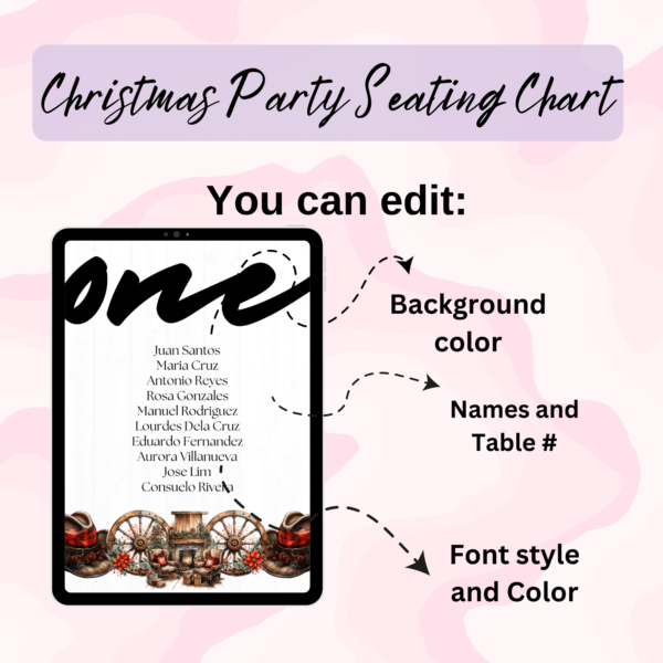 Editable Canva Template Holiday table seating plan