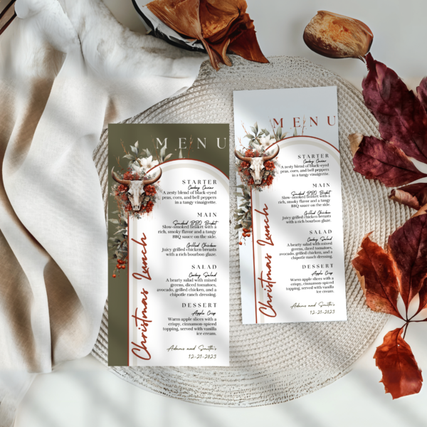 Editable Printable Canva Template Christmas Lunch Menu Holiday Party Dinner