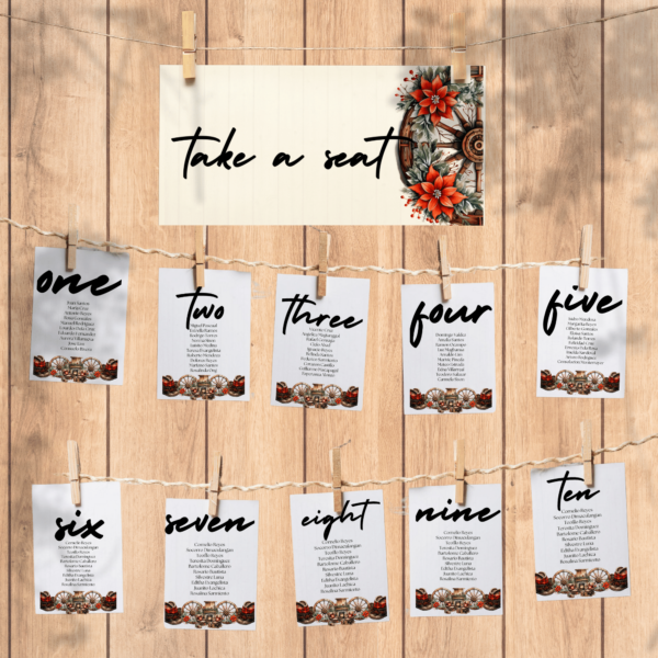 Western Christmas Wedding Dinner Seating Arrangement Chart