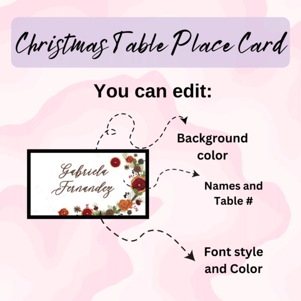 Editable Christmas Lunch name place card Template