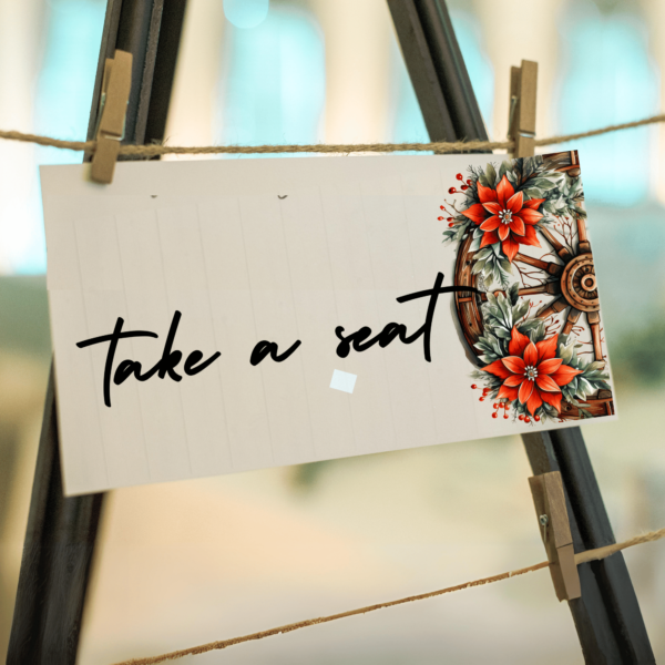 Hanging find your seat; Take a seat template for Christmas Wedding or Dinner