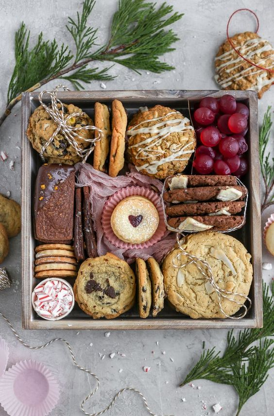 Box of sweet treats as a Christmas basket ideas for girlfriend.
