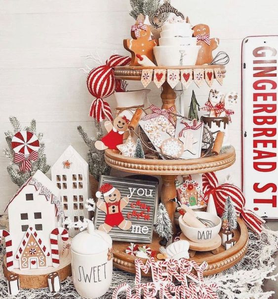 Sweet Ginbread Dreams as a Christmas tiered tray ideas. 