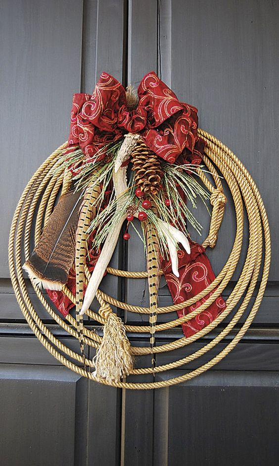 Cowboy Christmas Party ideas for decorations, lasso rope christmas wreath