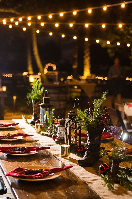 Cowboy Christmas Party ideas for table decorations, red bandana
