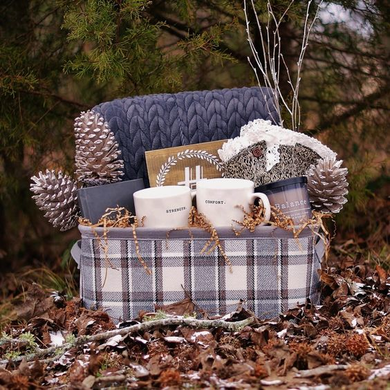 A cozy winter essentials as a Christmas basket ideas for girlfriend.