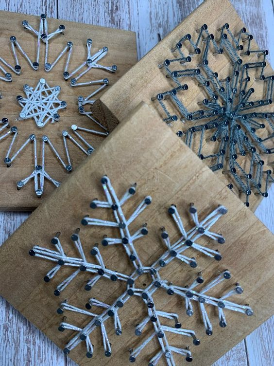 Snowflake string as a winter crafts for adults
