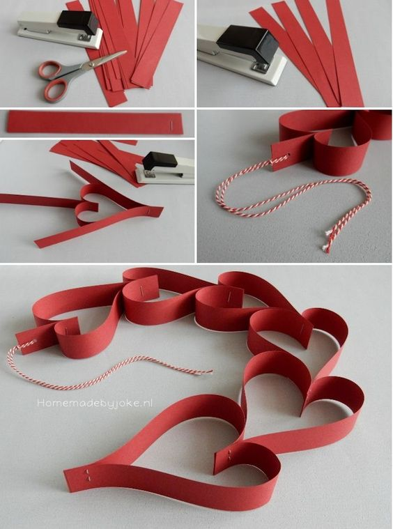 Heartb garland for decoration as a Valentine's Day Crafts for Seniors