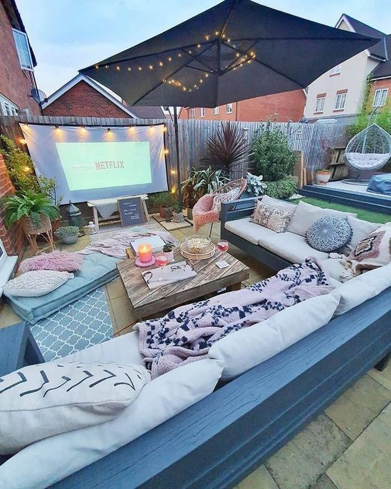 Mamma Mia party ideas for a cozy lounge area in the backyard